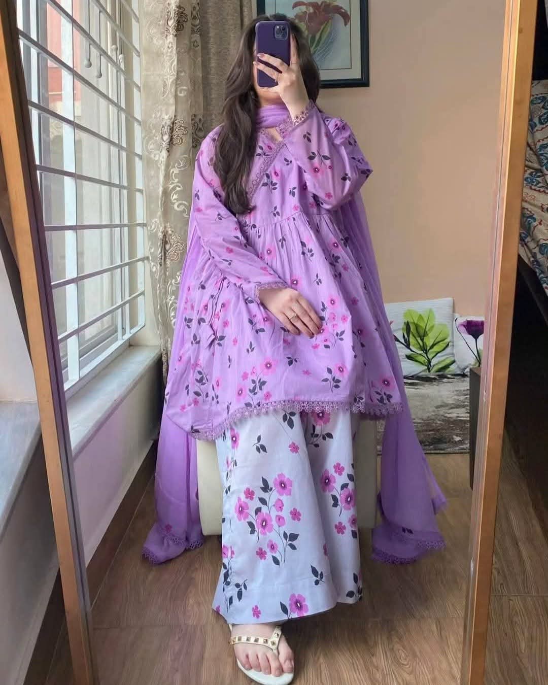 Premium Cotton Printed Three Piece(32057)